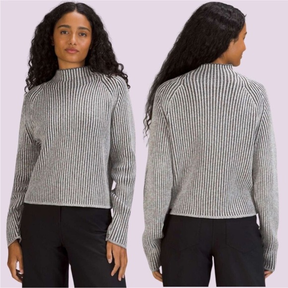Lululemon Sweater Womens 0 Cotton Cashmere Blend Mock Neck Sweater gray Relaxed - Picture 1 of 15